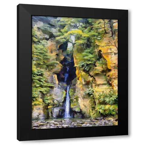 Watterfall between Rocks II Black Modern Wood Framed Art Print by Medeiros, Celito
