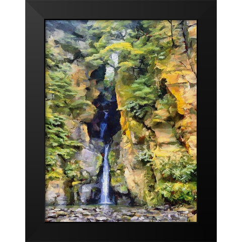 Watterfall between Rocks II Black Modern Wood Framed Art Print by Medeiros, Celito