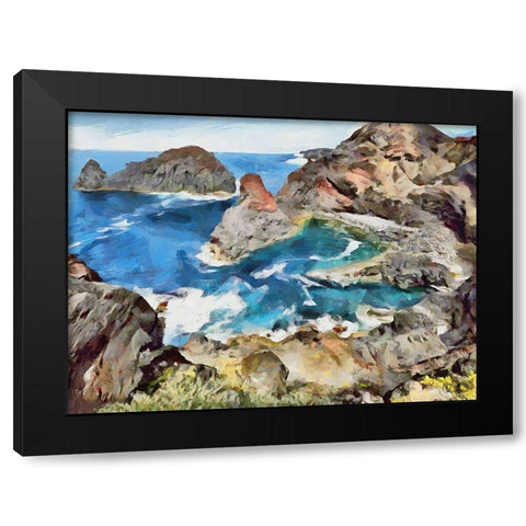 Bay between Rocks I Black Modern Wood Framed Art Print with Double Matting by Medeiros, Celito