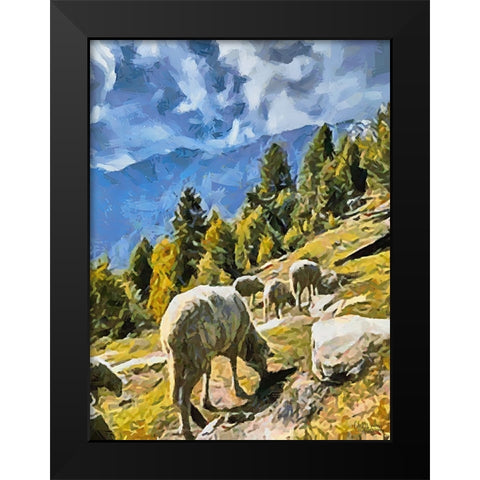 Sheep and Goat Collection VI Black Modern Wood Framed Art Print by Medeiros, Celito