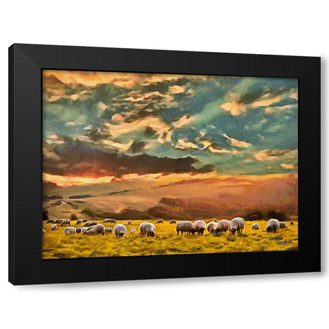 Sheep and Goat Collection VII Black Modern Wood Framed Art Print by Medeiros, Celito