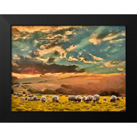 Sheep and Goat Collection VII Black Modern Wood Framed Art Print by Medeiros, Celito