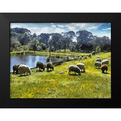 Sheep and Goat Collection IX Black Modern Wood Framed Art Print by Medeiros, Celito