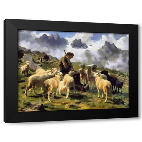 Sheep and Goat Collection X Black Modern Wood Framed Art Print with Double Matting by Medeiros, Celito