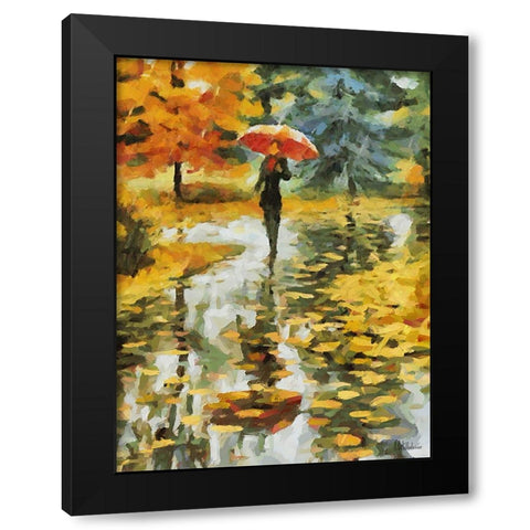 Girl with Red Umbrella Black Modern Wood Framed Art Print with Double Matting by Medeiros, Celito