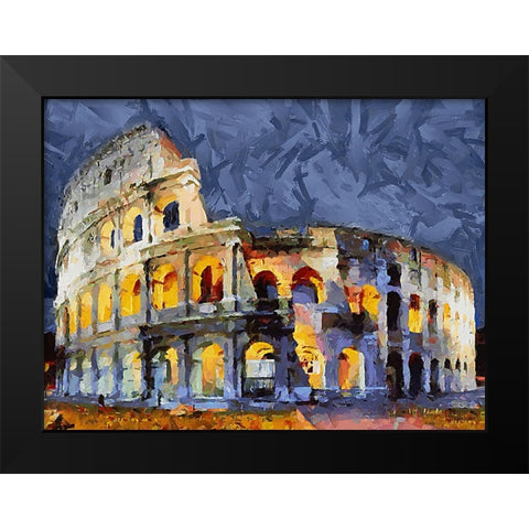 Colosseum Black Modern Wood Framed Art Print by Medeiros, Celito