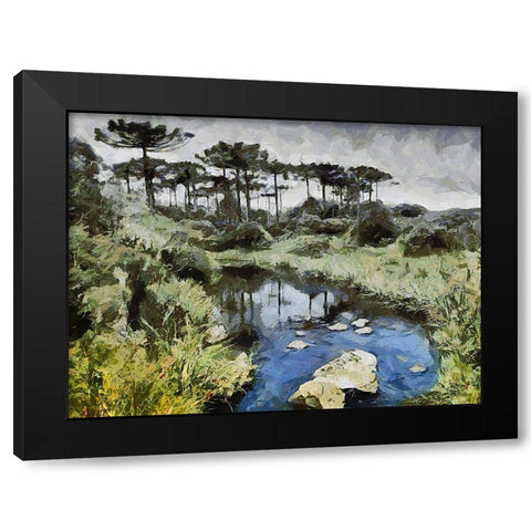 River in Tropical Nature Black Modern Wood Framed Art Print with Double Matting by Medeiros, Celito