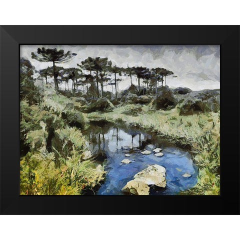 River in Tropical Nature Black Modern Wood Framed Art Print by Medeiros, Celito