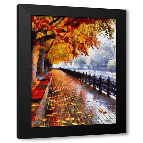 Embankment in Autumn Black Modern Wood Framed Art Print with Double Matting by Medeiros, Celito