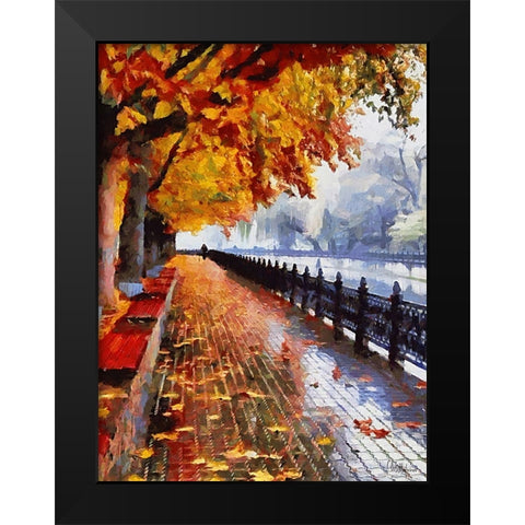 Embankment in Autumn Black Modern Wood Framed Art Print by Medeiros, Celito
