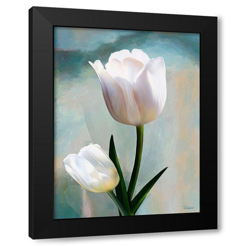 White Tulip Black Modern Wood Framed Art Print with Double Matting by Medeiros, Celito