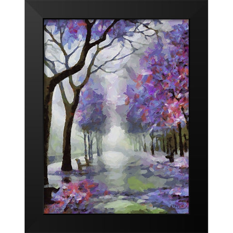 Purple Trees Black Modern Wood Framed Art Print by Medeiros, Celito