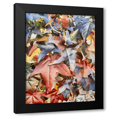 Colorful Autumn Leaves Black Modern Wood Framed Art Print with Double Matting by Medeiros, Celito