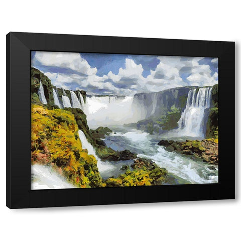 Iguazu Watterfalls X Black Modern Wood Framed Art Print by Medeiros, Celito