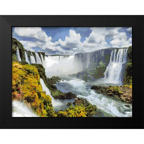 Iguazu Watterfalls X Black Modern Wood Framed Art Print by Medeiros, Celito