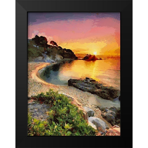Sunset over the Beach Black Modern Wood Framed Art Print by Medeiros, Celito