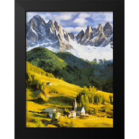 Dolomity Mountains Black Modern Wood Framed Art Print by Medeiros, Celito