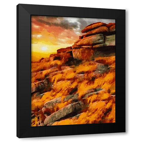 Sunset over the Rock Black Modern Wood Framed Art Print with Double Matting by Medeiros, Celito