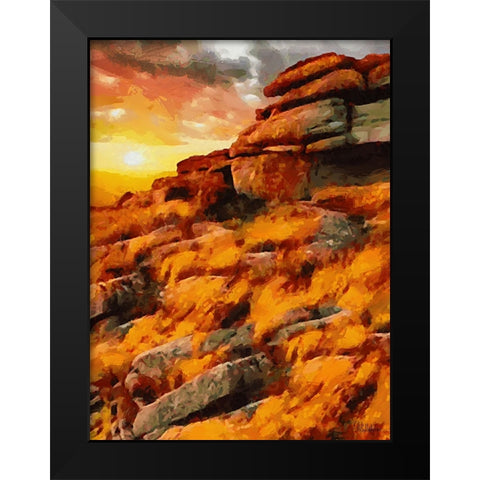 Sunset over the Rock Black Modern Wood Framed Art Print by Medeiros, Celito