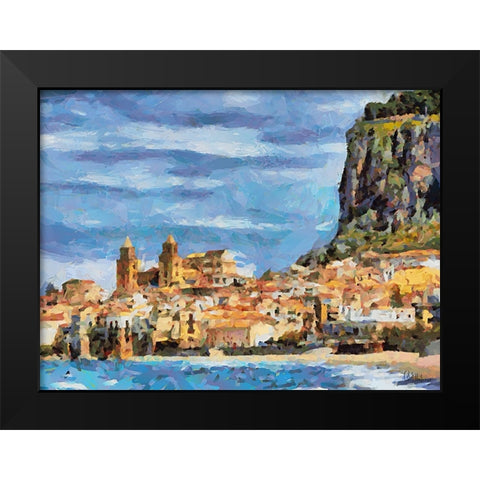 Monastery by the Mountain Black Modern Wood Framed Art Print by Medeiros, Celito