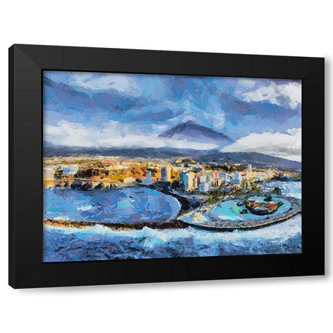 A Bay by a Big Mountain Black Modern Wood Framed Art Print by Medeiros, Celito