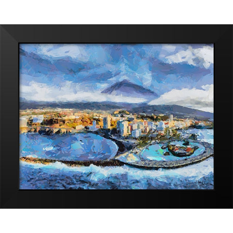 A Bay by a Big Mountain Black Modern Wood Framed Art Print by Medeiros, Celito