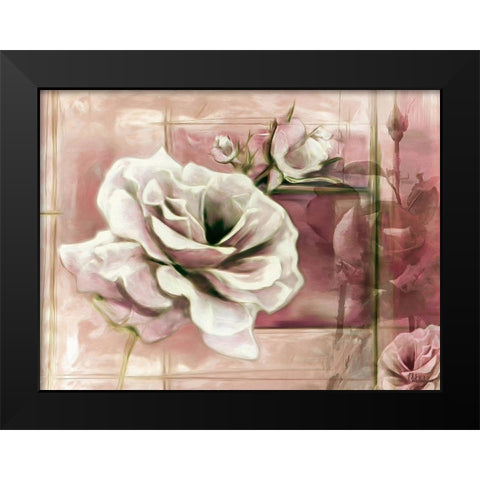 Rose with Pink Background Black Modern Wood Framed Art Print by Medeiros, Celito