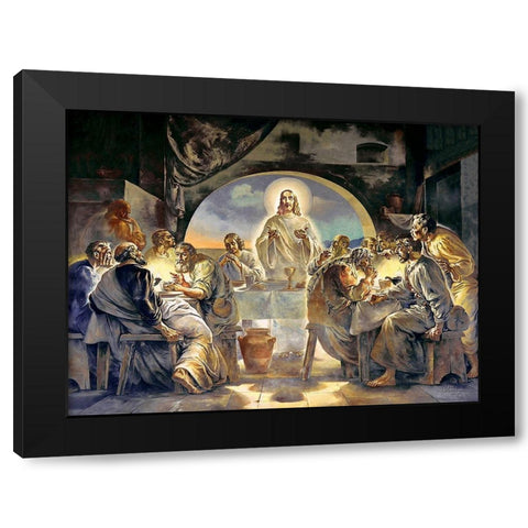 Last Supper Black Modern Wood Framed Art Print with Double Matting by Medeiros, Celito