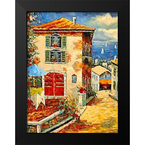 House Near the Sea Black Modern Wood Framed Art Print by Medeiros, Celito