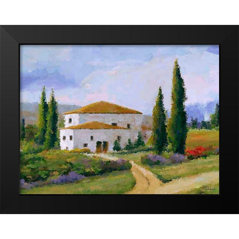 White House in Tuscany Black Modern Wood Framed Art Print by Medeiros, Celito