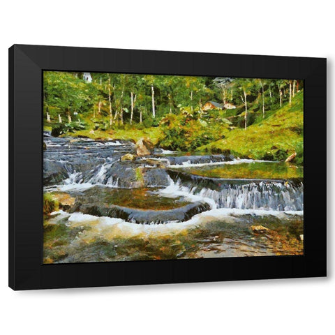 Cascades in River Black Modern Wood Framed Art Print with Double Matting by Medeiros, Celito