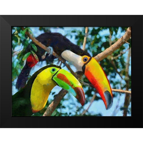 Two Tucans Black Modern Wood Framed Art Print by Medeiros, Celito