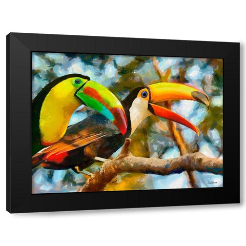 Tucans Black Modern Wood Framed Art Print with Double Matting by Medeiros, Celito