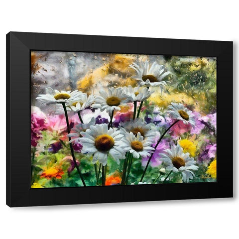 Daisies in the Wind Black Modern Wood Framed Art Print by Medeiros, Celito