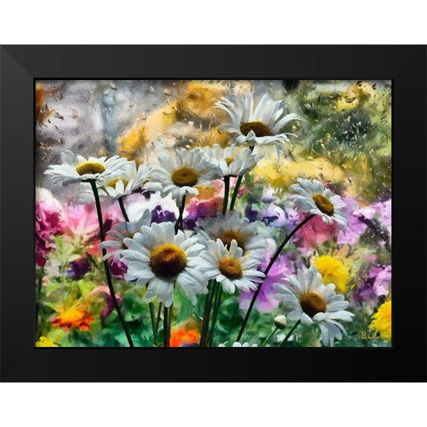 Daisies in the Wind Black Modern Wood Framed Art Print by Medeiros, Celito