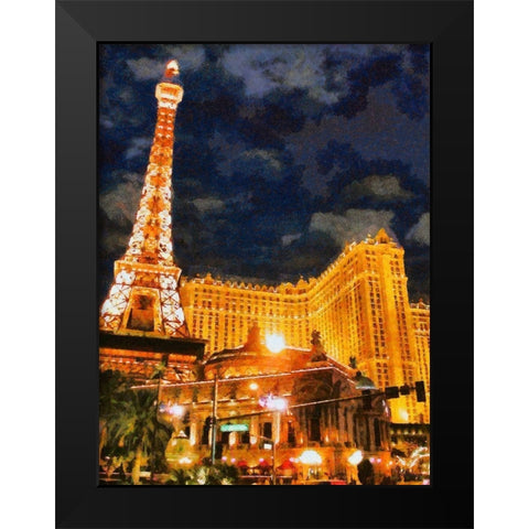 Hotel Paris in Vegas Black Modern Wood Framed Art Print by Medeiros, Celito
