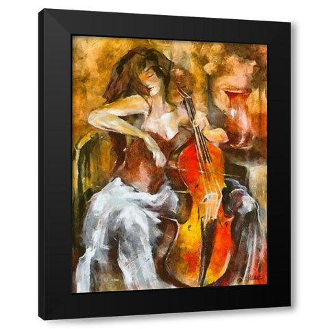 The Music Black Modern Wood Framed Art Print with Double Matting by Medeiros, Celito
