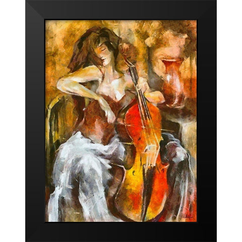 The Music Black Modern Wood Framed Art Print by Medeiros, Celito