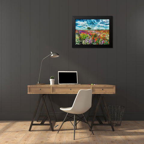 Colorfull Meadow Black Modern Wood Framed Art Print by Medeiros, Celito