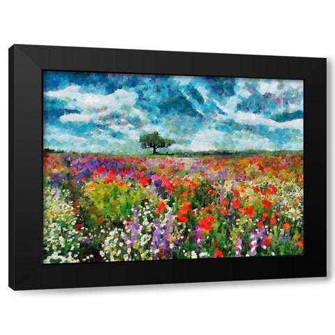 Colorfull Meadow Black Modern Wood Framed Art Print by Medeiros, Celito