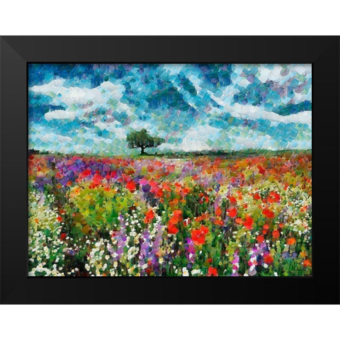 Colorfull Meadow Black Modern Wood Framed Art Print by Medeiros, Celito