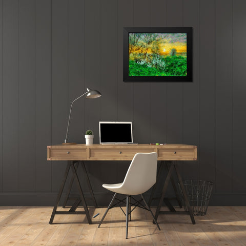 Sunrise over the Meadow Black Modern Wood Framed Art Print by Medeiros, Celito