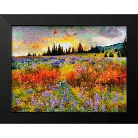Sunset over the Meadow Black Modern Wood Framed Art Print by Medeiros, Celito