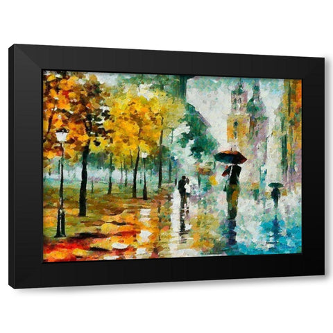 Old Town in the Rain Black Modern Wood Framed Art Print by Medeiros, Celito