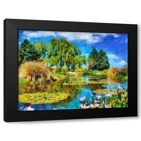 Lake with Green Trees Black Modern Wood Framed Art Print with Double Matting by Medeiros, Celito