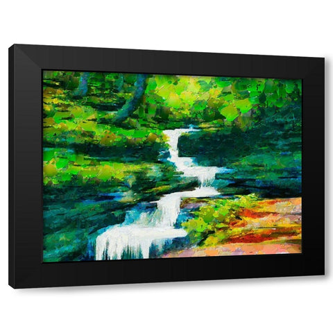 Watterfall Black Modern Wood Framed Art Print with Double Matting by Medeiros, Celito