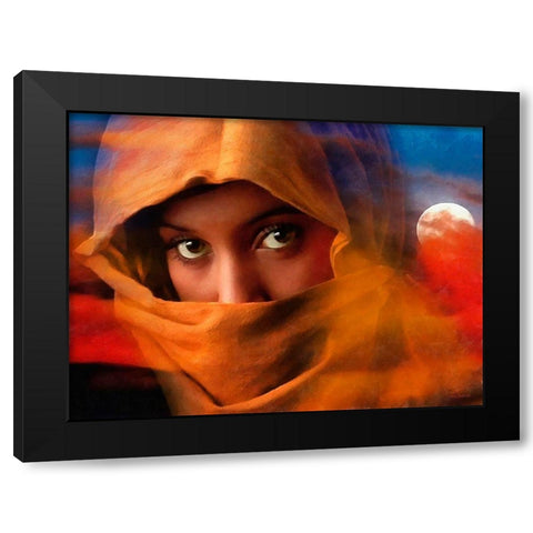 Muslim Girls Eyes Black Modern Wood Framed Art Print with Double Matting by Medeiros, Celito