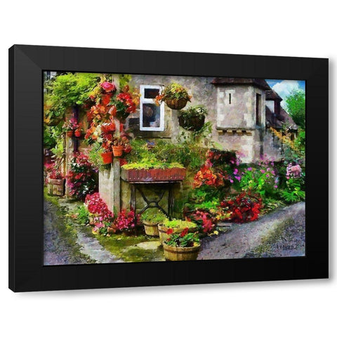 House with many Flowers Black Modern Wood Framed Art Print with Double Matting by Medeiros, Celito