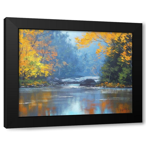 Autumn River Black Modern Wood Framed Art Print with Double Matting by Gercken, Graham