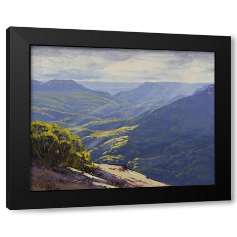 Blue Mountains Black Modern Wood Framed Art Print with Double Matting by Gercken, Graham